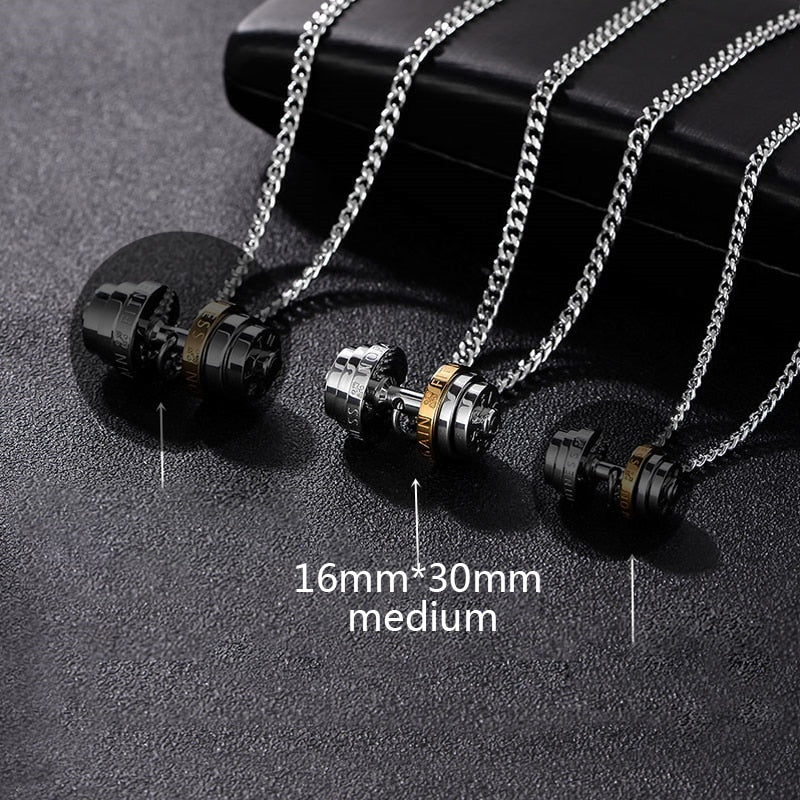 Men's Stainless Steel Barbell Necklace