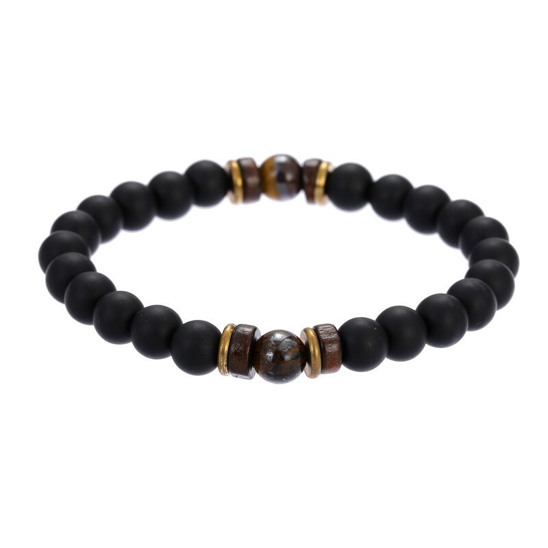 Men's natural stone beads bracelet