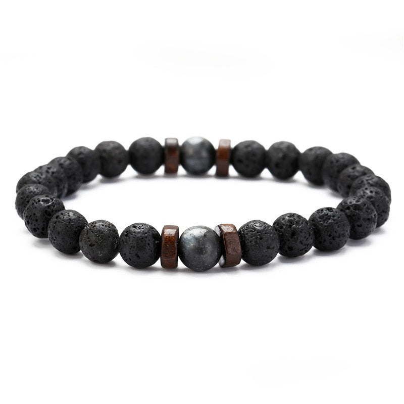 Men's natural stone beads bracelet