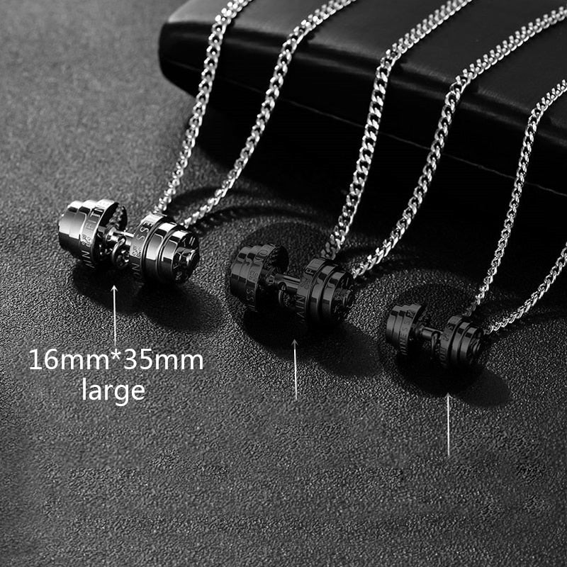 Men's Stainless Steel Barbell Necklace