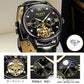 Classic Men's Genuine Leather Waterproof Military Wristwatch