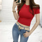 Women's Elastic Crop Top T-Shirt
