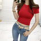 Women's Elastic Crop Top T-Shirt