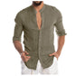 Casual Cotton Linen Men Shirts Long Sleeve Street Wear