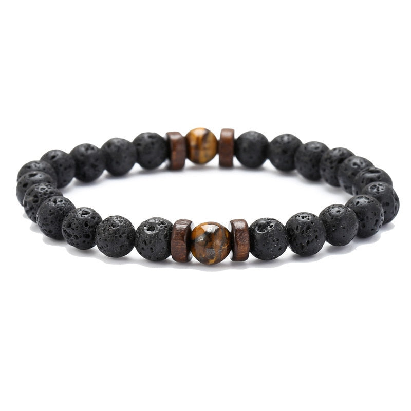 Men's natural stone beads bracelet