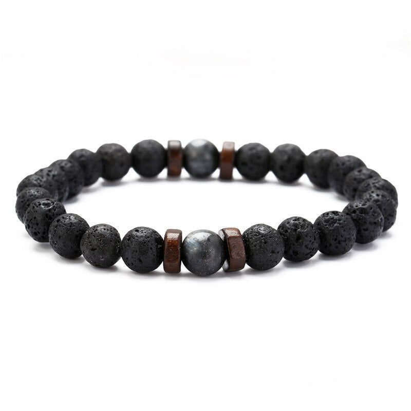 Men's natural stone beads bracelet