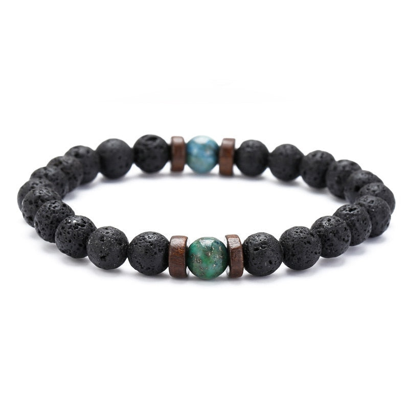 Men's natural stone beads bracelet