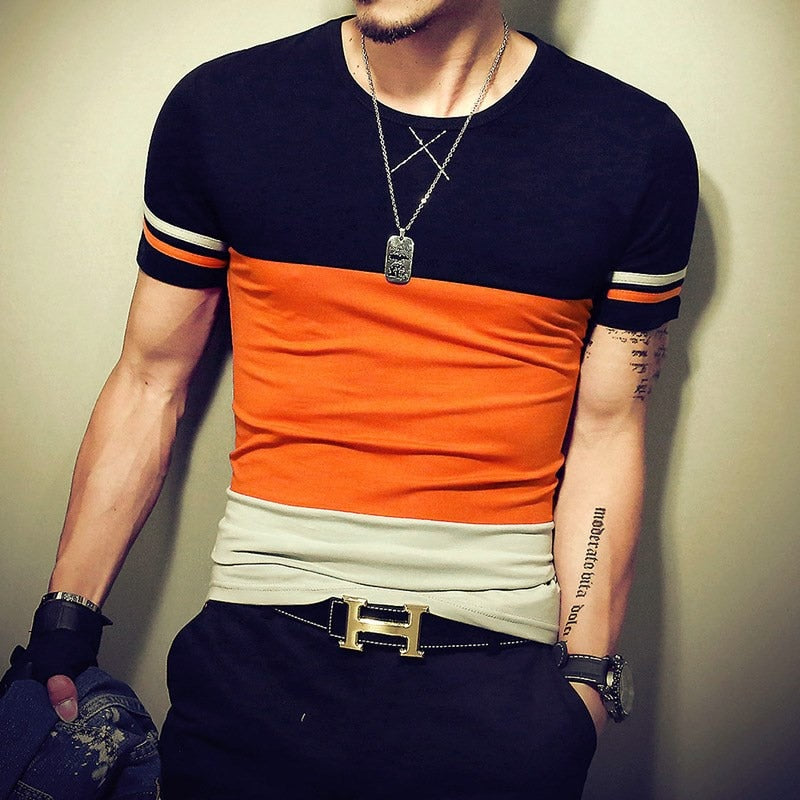 Men's Short sleeve Patchwork T-shirt