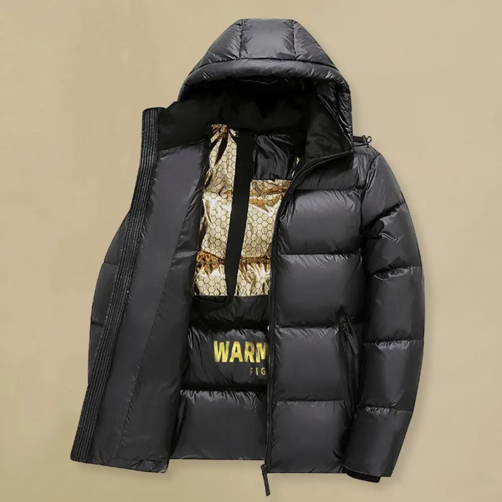 Windproof Hooded Men's Winter Bubble Coat