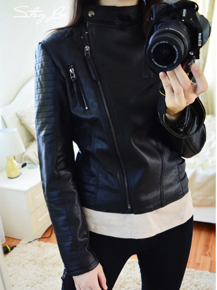 Women's Leather Jackets Bomber Leather Motorcycle jacket