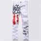 Men's Casual Printed Jeans Stretch Skinny Denim Jogger Pants
