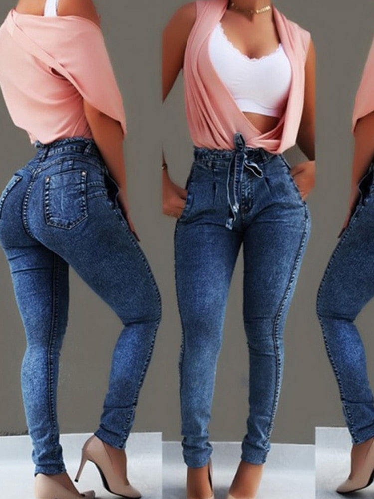 High Waist Jeans For Women Slim Stretch Denim Jean