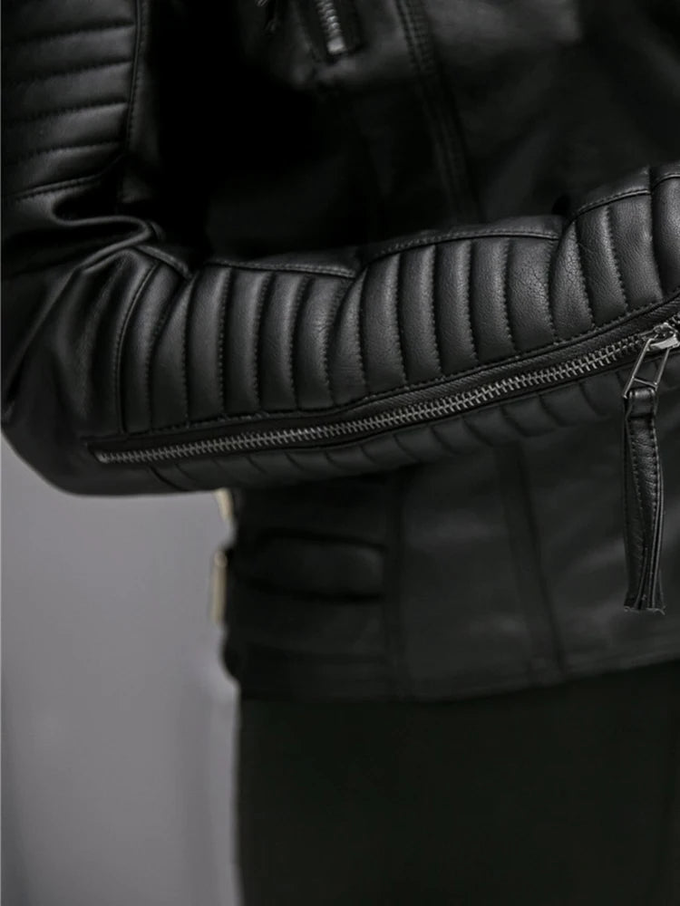 Women's Faux Blazer Motorcycle Outerwear Biker Jacket