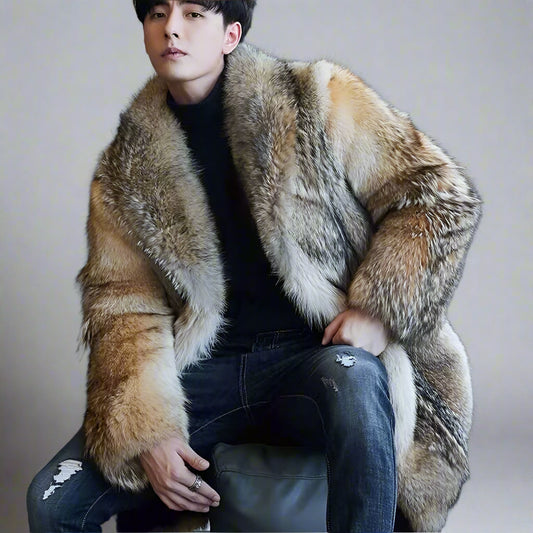 Men's Wolf Fur Peacoat