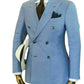 Men's Long Sleeve Tailored Collar Double Breasted Navy Suit Jacket