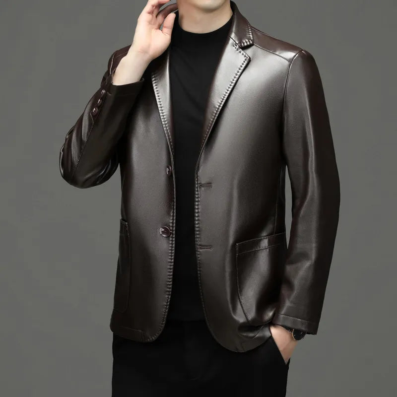 High Quality Men's Casual Suit Coat Leather Jacket