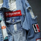 Men's Denim Streetwear Punk Motorcycle Ripped Print Cowboy jacket