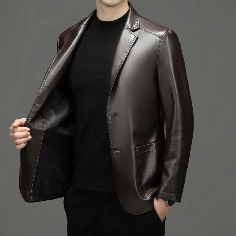 High Quality Men's Casual Suit Coat Leather Jacket