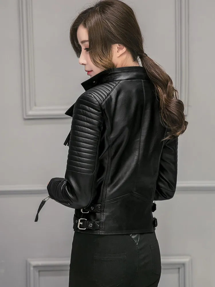 Women's Faux Blazer Motorcycle Outerwear Biker Jacket