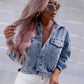 Women's Denim Jacket  "Blue Diamond Tassel Coat"