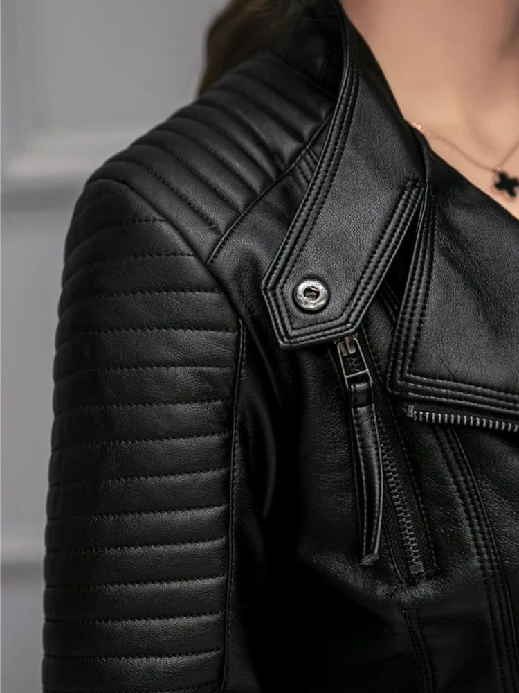 Women's Faux Blazer Motorcycle Outerwear Biker Jacket