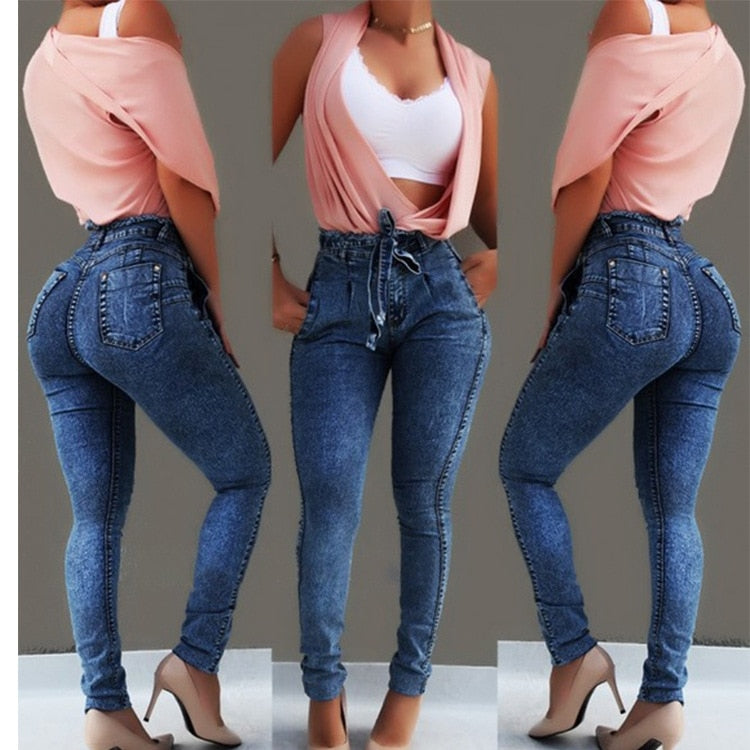 High Waist Jeans For Women Slim Stretch Denim Jean
