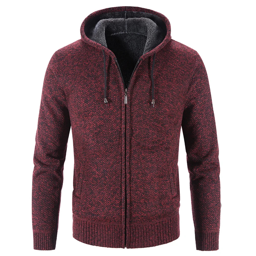 Winter Men's Warm Thick Fur Lined Sweatshirt Jackets