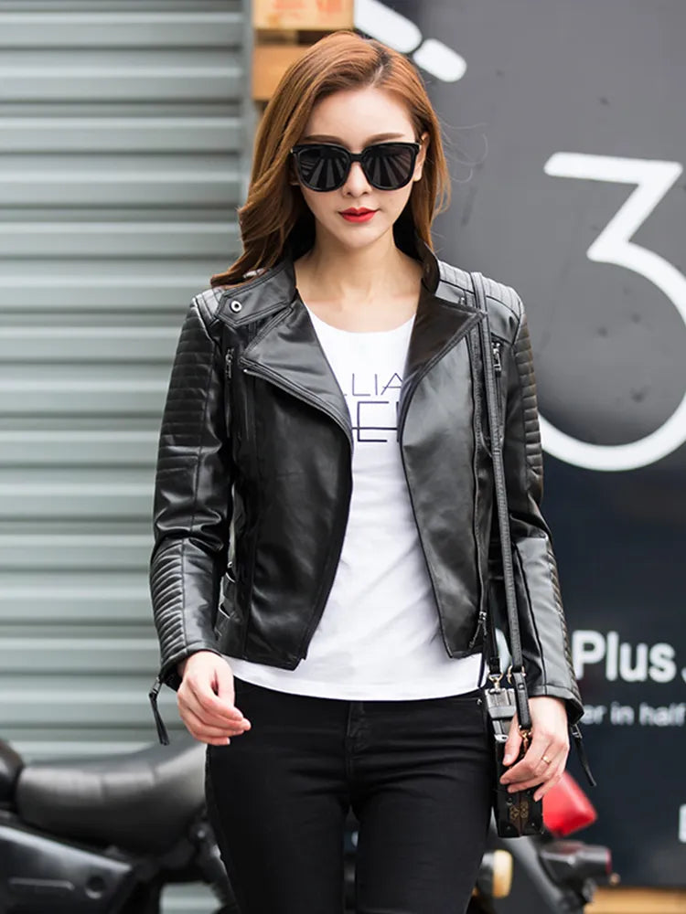 Women's Leather Jackets Bomber Leather Motorcycle jacket