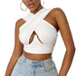 Women's Sexy Criss Cross Tank Top - Hollow Out Crop Top