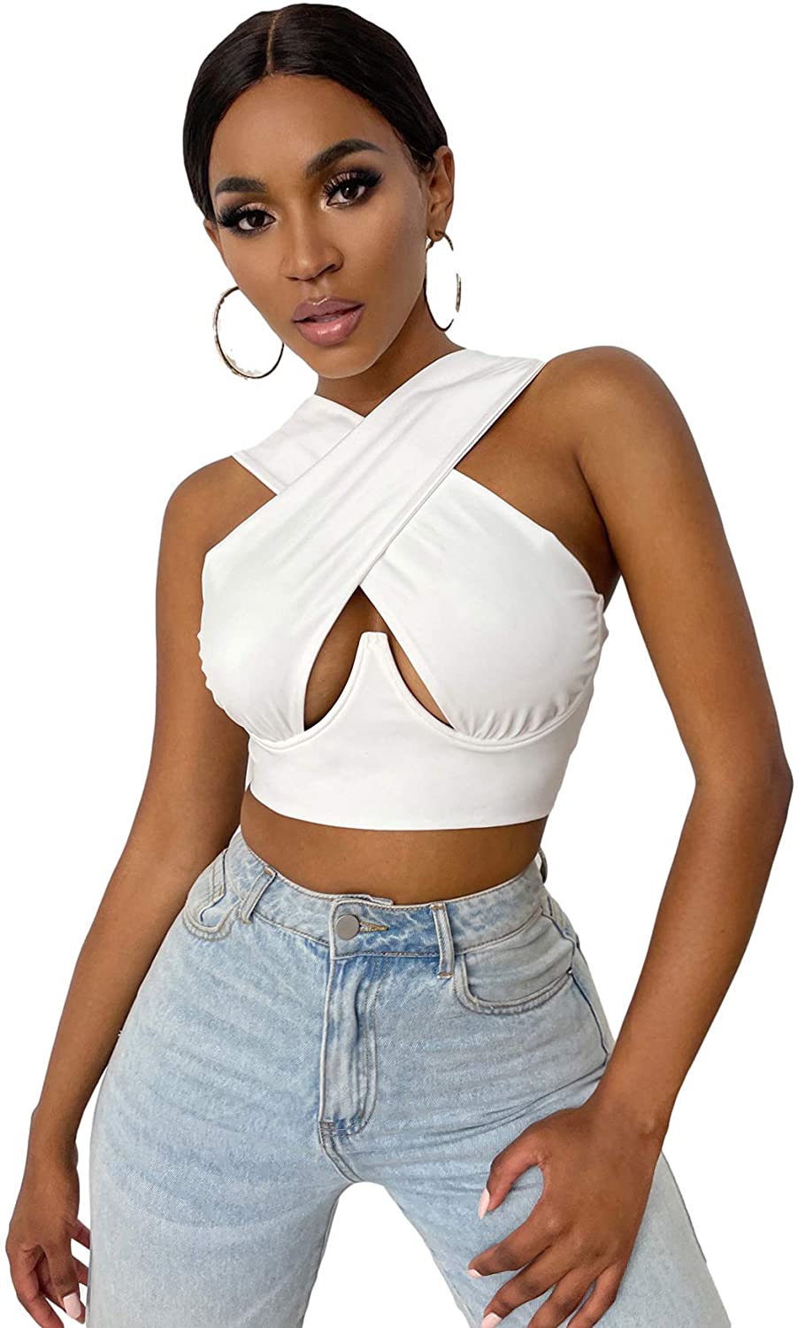 Women's Sexy Criss Cross Tank Top - Hollow Out Crop Top