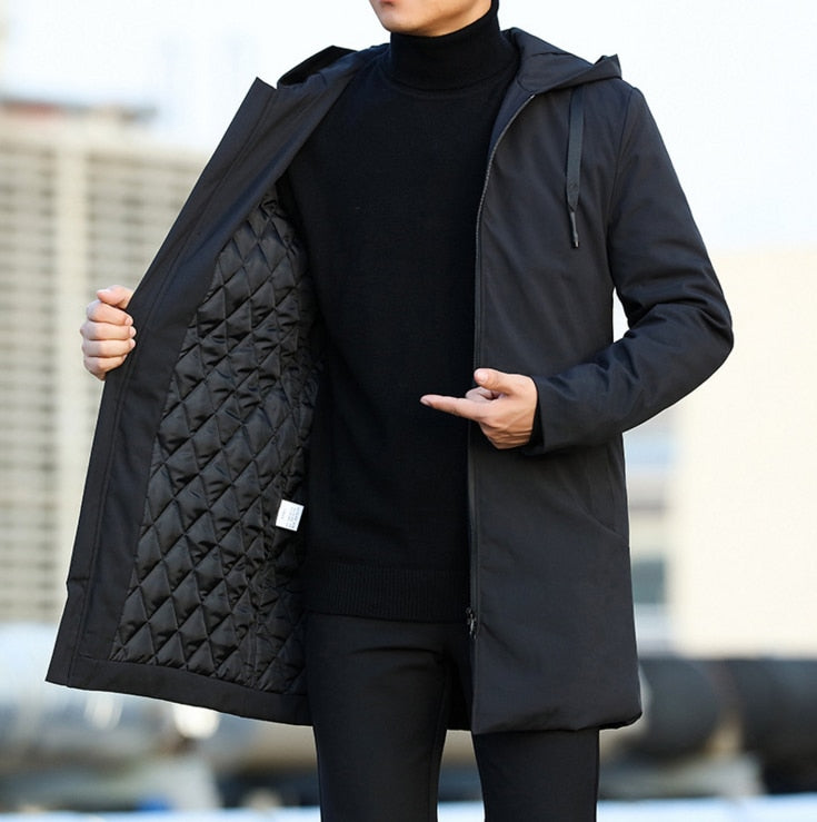 Men's Cashmere Hooded Jacket Coat Parka