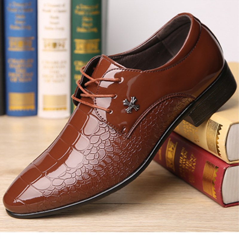 Italian Oxford Wedding Shoes - Luxury Patent Leather Dress Shoes