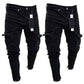 Men's Black Denim Skinny Bike Jeans