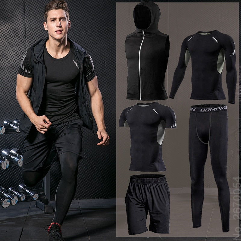 Men's running sets Gym Tight Sport Clothing Basketball Training Tracksuit