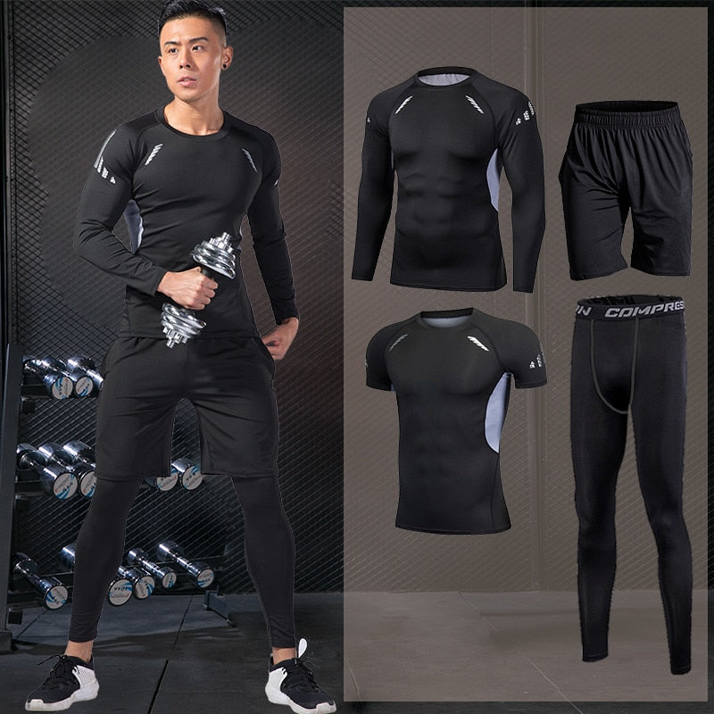Men's running sets Gym Tight Sport Clothing Basketball Training Tracksuit