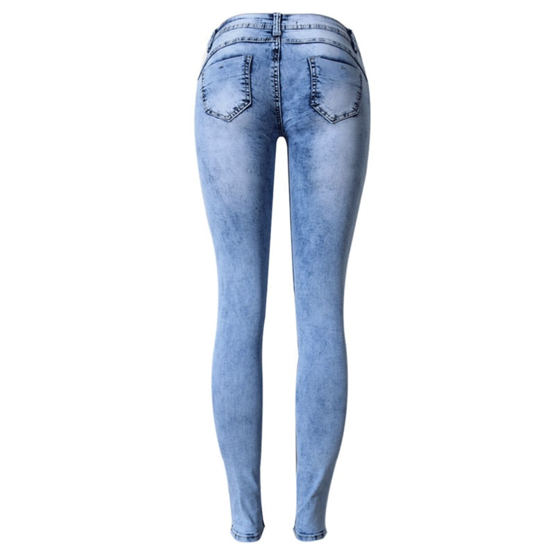 Women's Ripped Skinny Slim Patchwork jeans