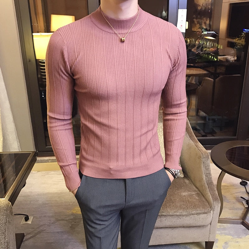 Men's Winter Wool Blend Knitted Sweater - Casual Round Neck Pullover