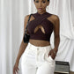Women's Sexy Criss Cross Tank Top - Hollow Out Crop Top