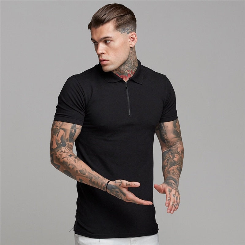Men's Premium Cotton Polo Shirt - Slim Fit Breathable Golf Shirt