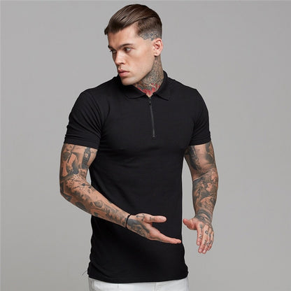Men's Premium Cotton Polo Shirt - Slim Fit Breathable Golf Shirt
