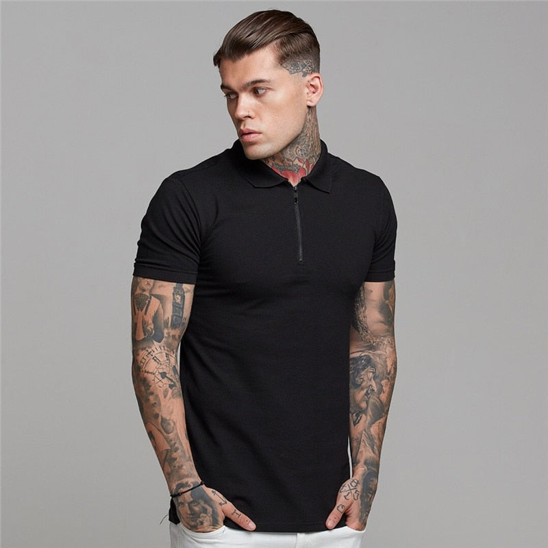 Men's Premium Cotton Polo Shirt - Slim Fit Breathable Golf Shirt