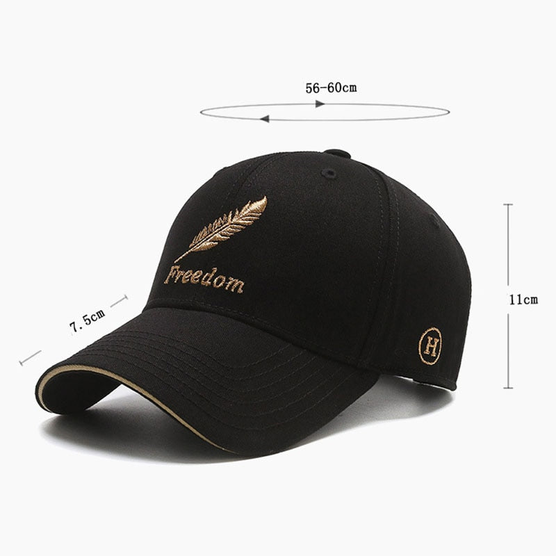 "Freedom Feather" Embroidered Cotton Snapback - Unisex Baseball Cap