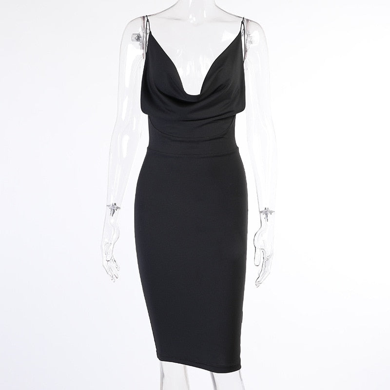 Satin Women's Strap Backless Party Dresses