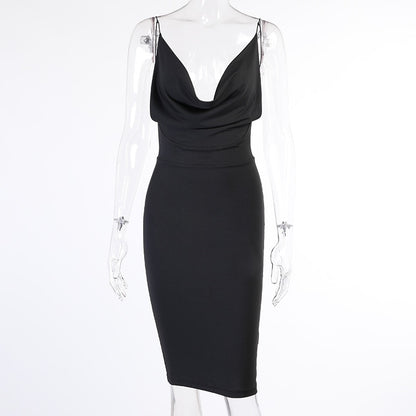Satin Women's Strap Backless Party Dresses