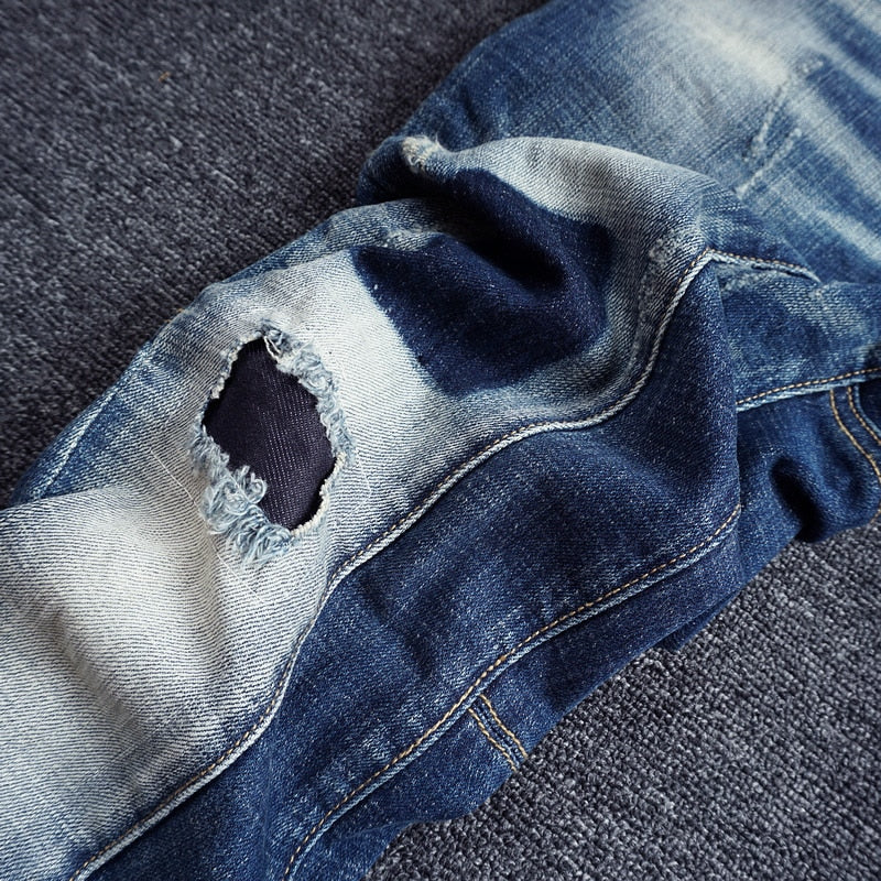 Camouflage Pocket Spliced Designer Ripped Jeans Streetwear