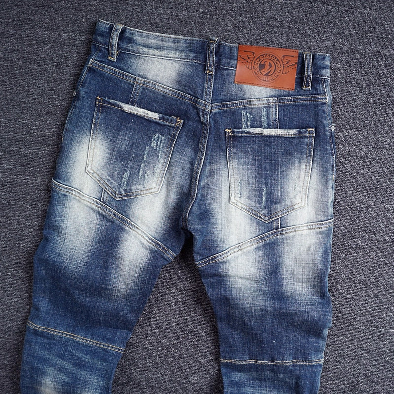 Camouflage Pocket Spliced Designer Ripped Jeans Streetwear