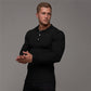 Breathable Men's Cotton Long Sleeve Polo shirt