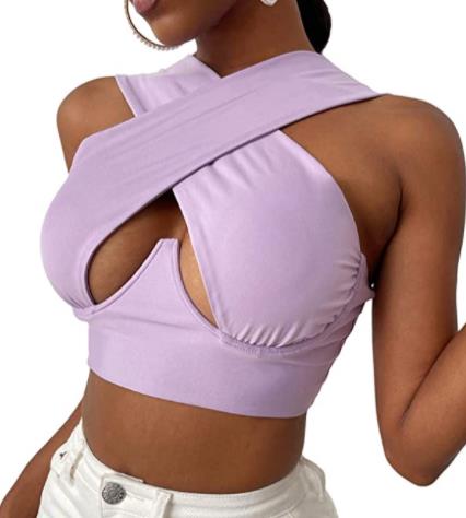 Women's Sexy Criss Cross Tank Top - Hollow Out Crop Top