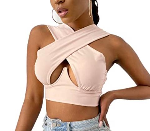 Women's Sexy Criss Cross Tank Top - Hollow Out Crop Top