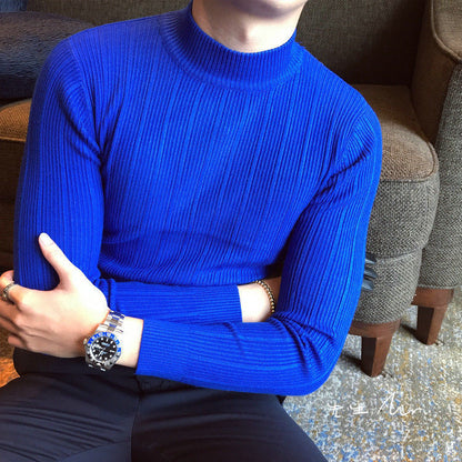 Men's Winter Wool Blend Knitted Sweater - Casual Round Neck Pullover